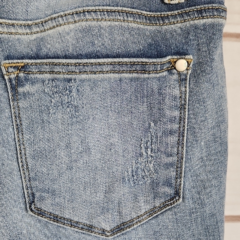 Judy Blue Distressed Skinny Fit Capri Cropped Jeans Raw Hem - Size 7/28 - Picture 10 of 15